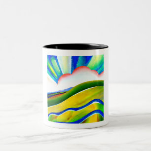 Tasse 2 Couleurs Paysage de Sunburst Rainbow