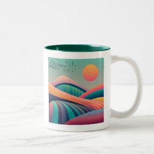 Tasse 2 Couleurs Paysage des collines du Kaleidoscope