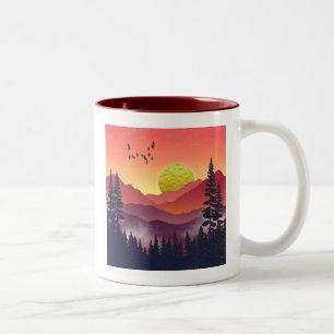 Tasse 2 Couleurs Paysage des Montagnes Cramoisies