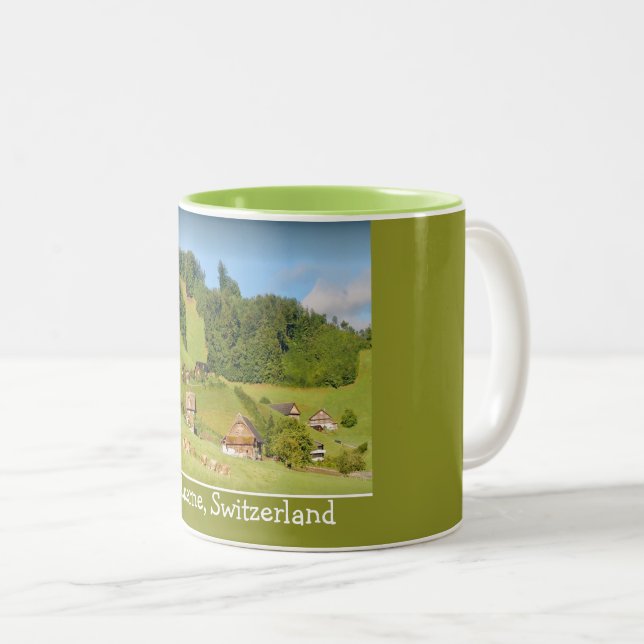 Tasse 2 Couleurs Paysage d'été en Suisse (Devant droit)