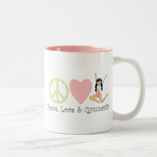 Tasse 2 Couleurs peace love cheveux noirs