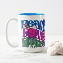 Tasse 2 Couleurs Peace Love Hippiiness 15oz