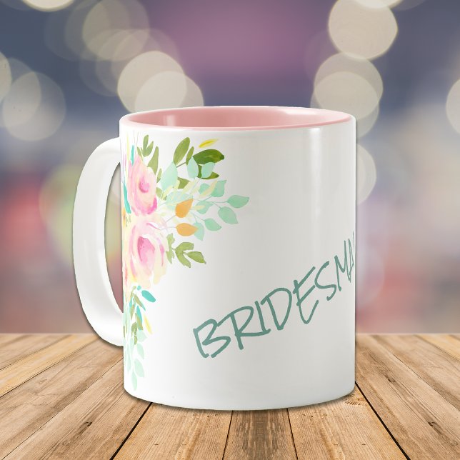 Tasse 2 Couleurs Peach Pink Roses Bridesmaid Mariage (Créateur téléchargé)