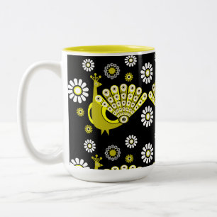Tasse 2 Couleurs Peacock Bird Art graphique