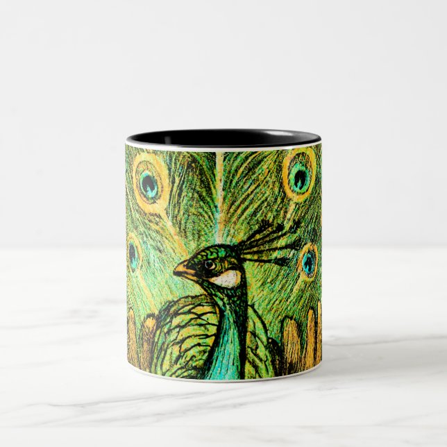Tasse 2 Couleurs Peacock et poulets Art nouveau néerlandais (Centre)