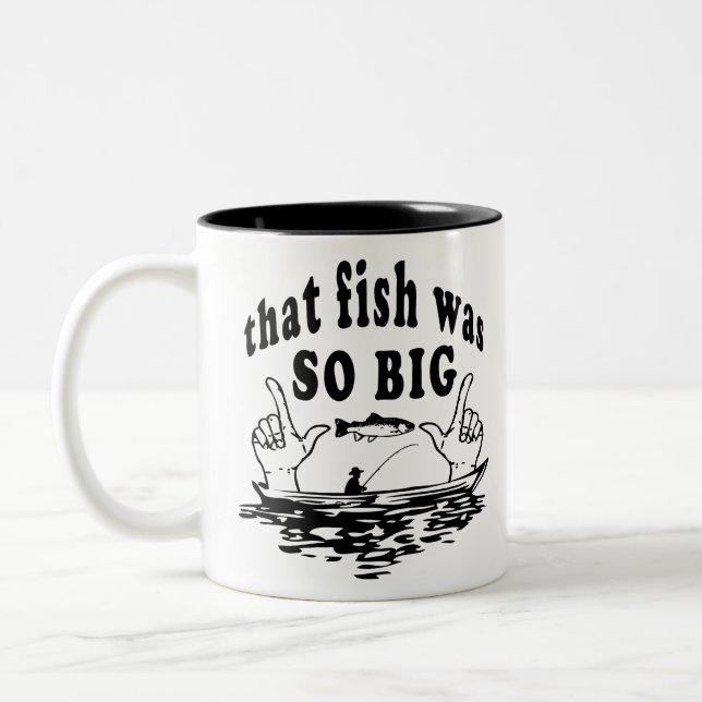Tasse 2 Couleurs Pêche de poisson bande dessinée pêcheur drôle (Gauche)