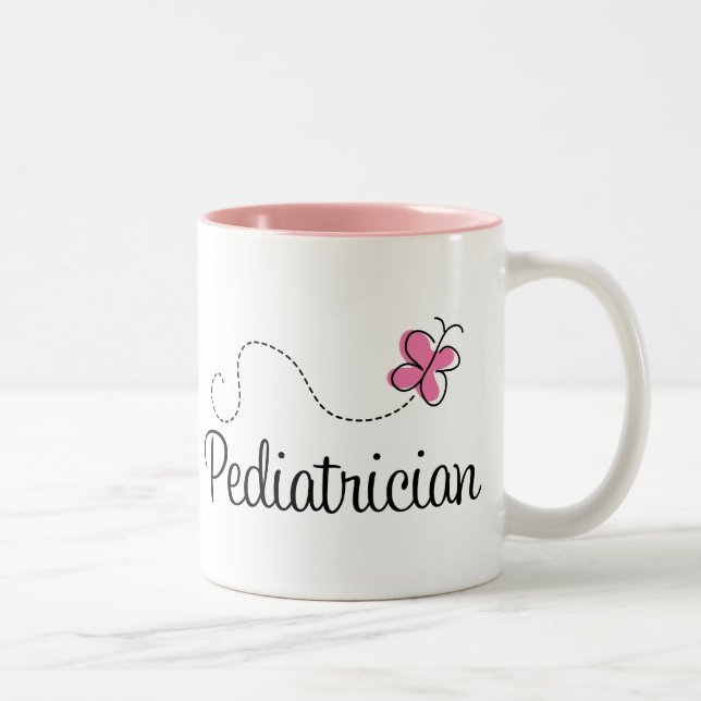Tasse 2 Couleurs Pédiatre rose mignon de papillon (Droit)