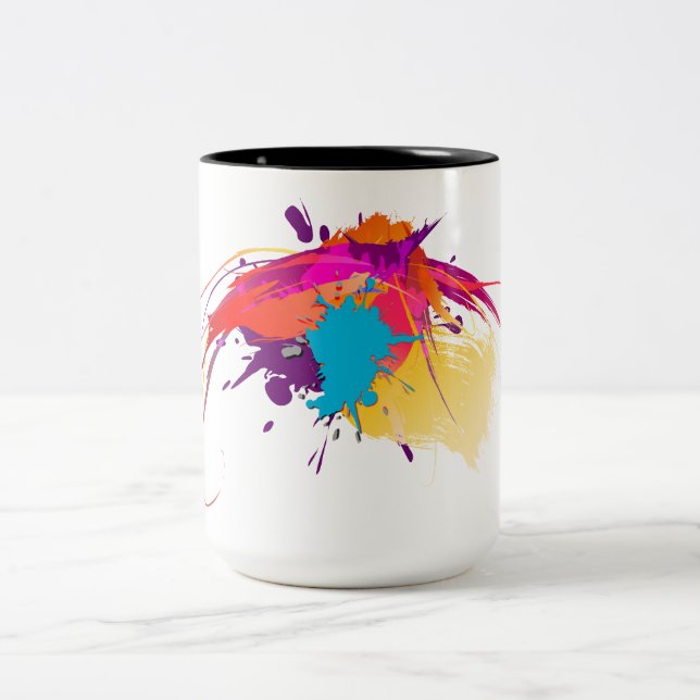 Tasse 2 Couleurs Peinture à papillon exotique Abstraite (Centre)