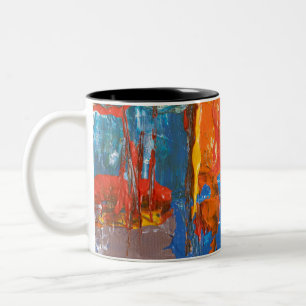 Tasse 2 Couleurs Peinture Abstraite bleue et orange