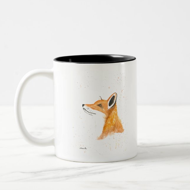 Tasse 2 Couleurs Peinture aquarelle Fox (Gauche)
