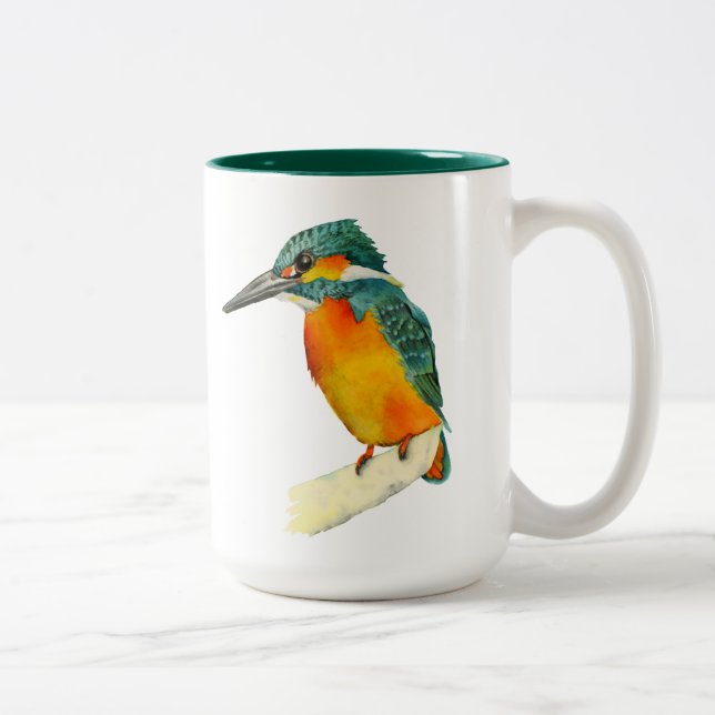 Tasse 2 Couleurs Peinture d'aquarelle d'oiseau de martin-pêcheur (Droit)