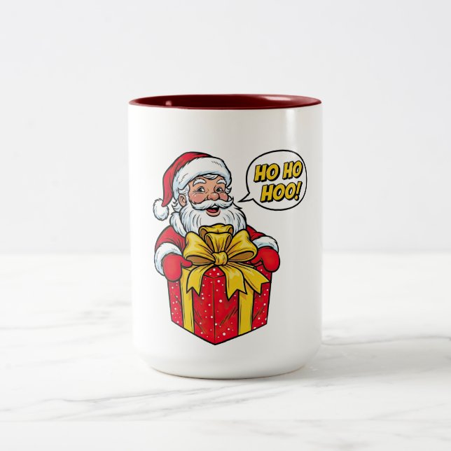 Tasse 2 Couleurs Père Noël avec boîte cadeau de Noël (Centre)