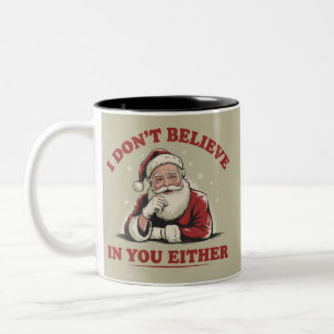 Tasse 2 Couleurs Père Noël drôle rétro je ne crois pas non plus en 
