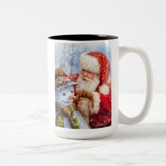 Tasse 2 Couleurs Père Noël et bonhomme de neige
