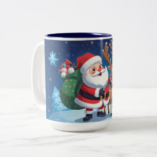 Tasse 2 Couleurs Père Noël et le Noël des rennes