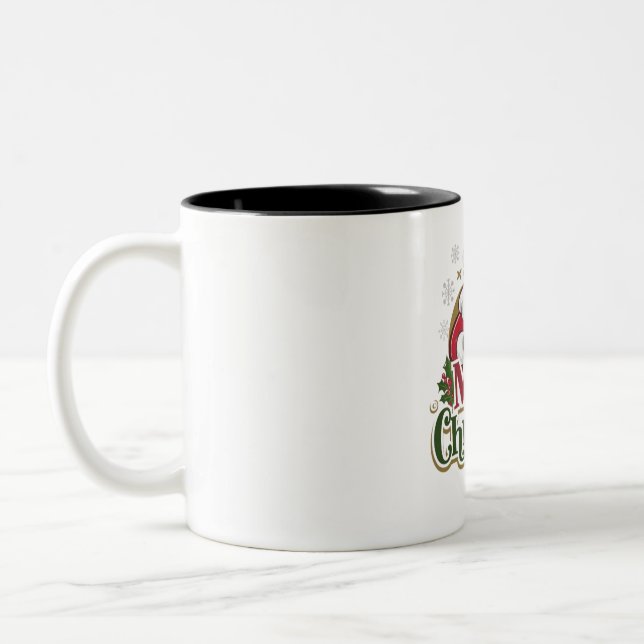 Tasse 2 Couleurs Père Noël Joyeux Noël Conception - Festif (Gauche)