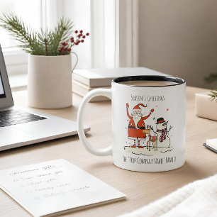 Tasse 2 Couleurs Père Noël Snowman Reindeer Joyeuses Fêtes