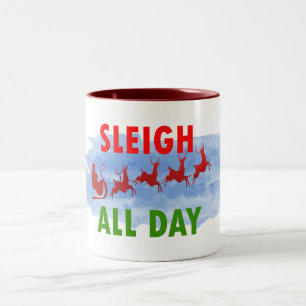 Tasse 2 Couleurs père Noël traîneau toute la journée mignonne bonbo