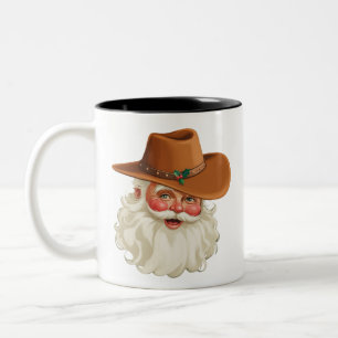 Tasse 2 Couleurs Père Noël vintage cow-boy drôle rétro western
