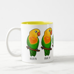 Tasse 2 Couleurs Perroquet de caricature mignon lovebird