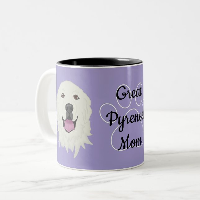 Tasse 2 Couleurs Personalisé Grand Pyrénées Papa/Maman (Devant gauche)
