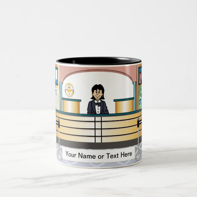 Tasse 2 Couleurs Personalized Bank Teller - Female Cartoon (Centre)
