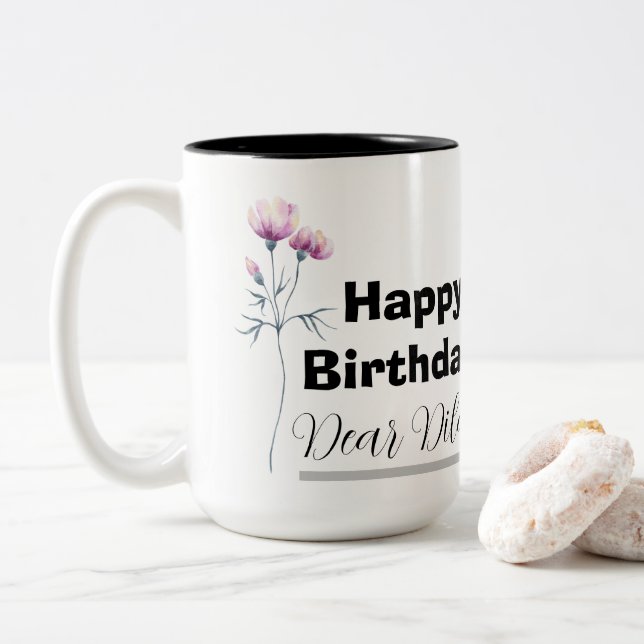 Tasse 2 Couleurs Personalized birthday mug, custom birthday gift (Avec donut)