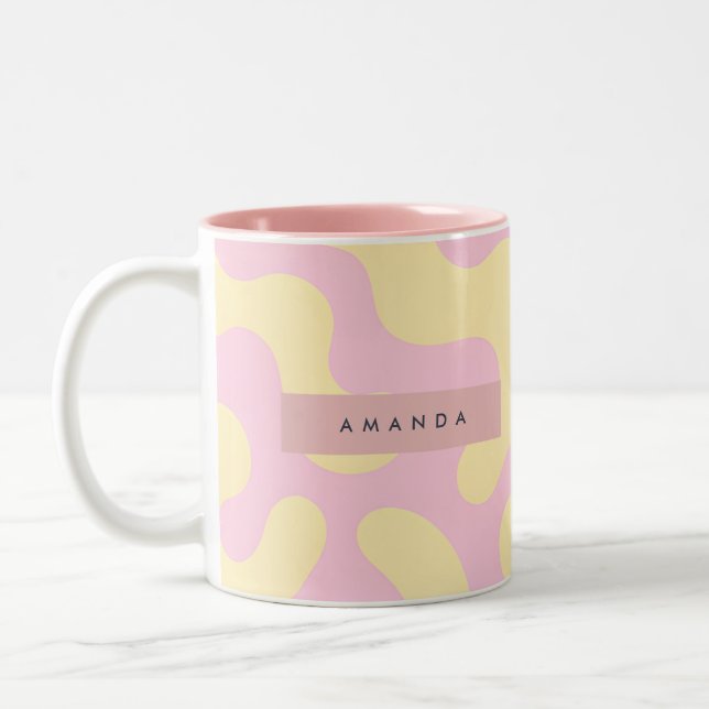 Tasse 2 Couleurs Personalized Blush Pink and Pastel Yellow Abstract (Gauche)