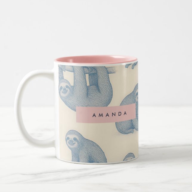 Tasse 2 Couleurs Personalized Charming Elegant Blue Sloth Pattern (Gauche)