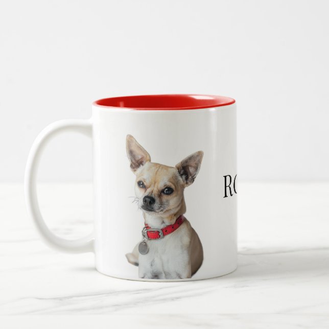 Tasse 2 Couleurs Personalized Dog Photo | Custom Pet Name  (Gauche)