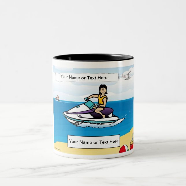 Tasse 2 Couleurs Personalized Jet Ski - Female Cartoon  (Centre)