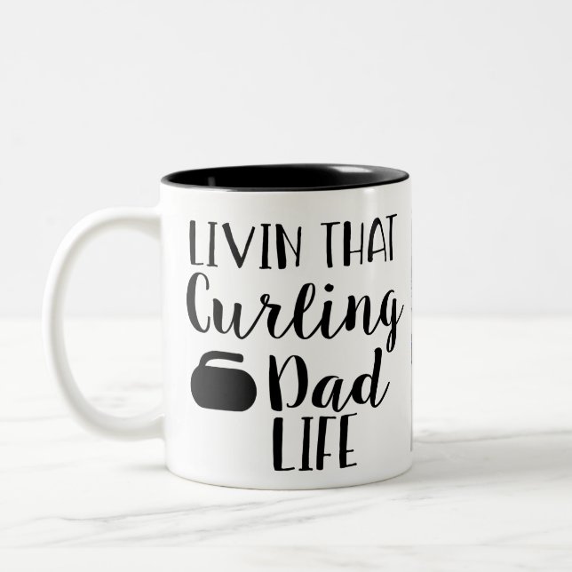 Tasse 2 Couleurs Personalized Living that Curling Dad Life Photo  (Gauche)