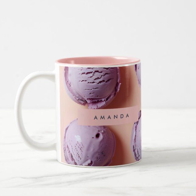 Tasse 2 Couleurs Personalized Purple Ice Cream Scoop  (Gauche)