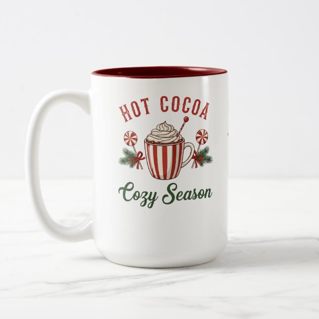 Tasse 2 Couleurs Personalized Retro Hot Cocoa Cozy Season (Gauche)