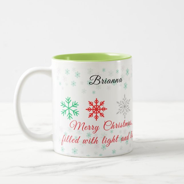 Tasse 2 Couleurs Personalized Snowflake Christmas (Gauche)