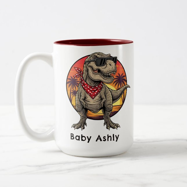 Tasse 2 Couleurs Personalized T-Rex dinosaur (Gauche)