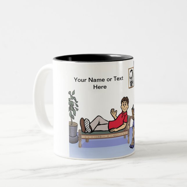 Tasse 2 Couleurs Personalized Therapist, Counselor - Female Cartoon (Devant gauche)