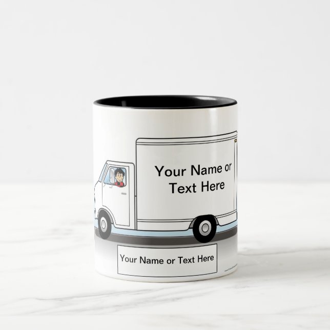 Tasse 2 Couleurs Personalized Truck Driver, Delivery - Male Cartoon (Centre)
