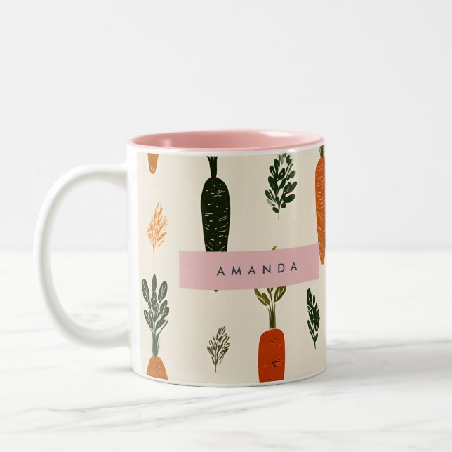 Tasse 2 Couleurs Personalized Whimsical Carrot Patch Rustic (Gauche)