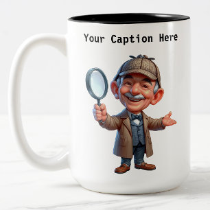 Tasse 2 Couleurs Personnalisable Chercheur Privé Caricature Mystère