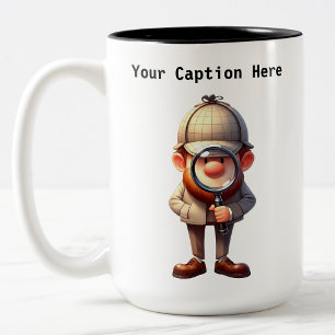 Tasse 2 Couleurs Personnalisable Chercheur Privé Caricature Mystère