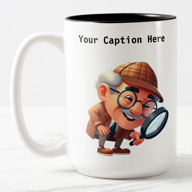 Tasse 2 Couleurs Personnalisable Chercheur Privé Caricature Mystère (Créateur téléchargé)