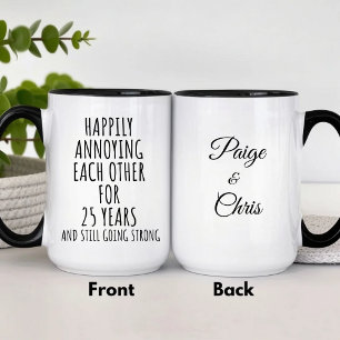 Tasse 2 Couleurs Personnalisé 25e Anniversaire Funny Argent
