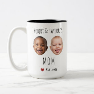 Tasse 2 Couleurs Personnalisé 2 Enfants Visages & Noms Personnalisé