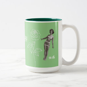 Tasse 2 Couleurs Personnalisé 50e anniversaire cadeau heureux anniv