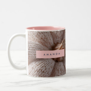 Tasse 2 Couleurs Personnalisé Cosy Knit Citrouille esthétique
