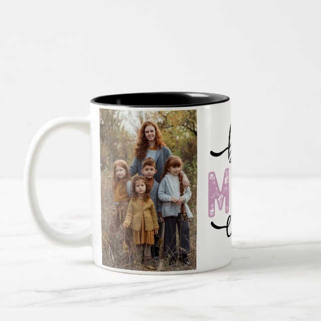 Tasse 2 Couleurs Personnalisé Deux photos double face meilleure mam (Gauche)