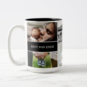 Tasse 2 Couleurs Personnalisé Meilleur Papa Jamais Photo Collage Pa