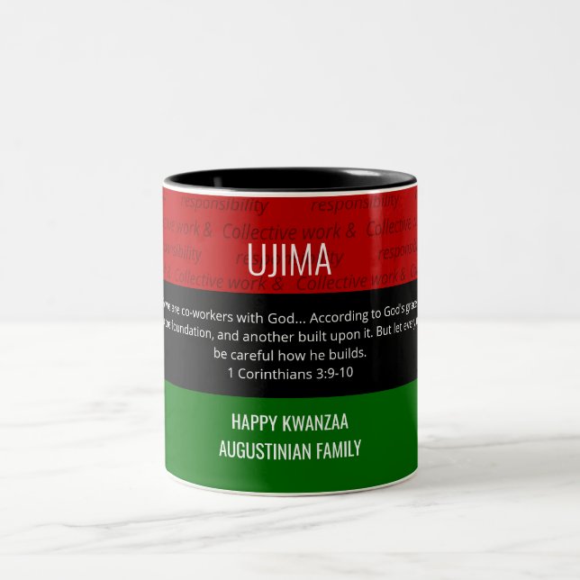 Tasse 2 Couleurs Personnalisé UJIMA Kwanzaa (Centre)
