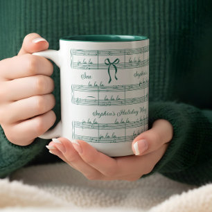 Tasse 2 Couleurs Personnalisé Vintage Noël Carol note de musique